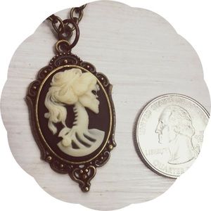 Small Skeleton Lady Cameo Necklace