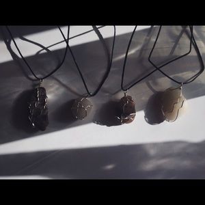 Silver Wire Wrapped Rock Necklaces