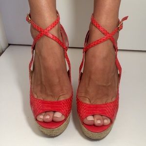 Bebe Leather Espadrilles Wedges