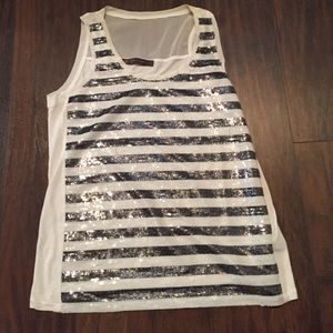 Sequin striped tank top