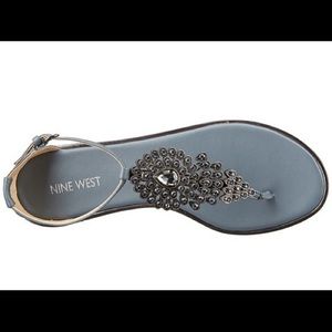 Nine West Kascada Jeweled Thong Sandals NWB
