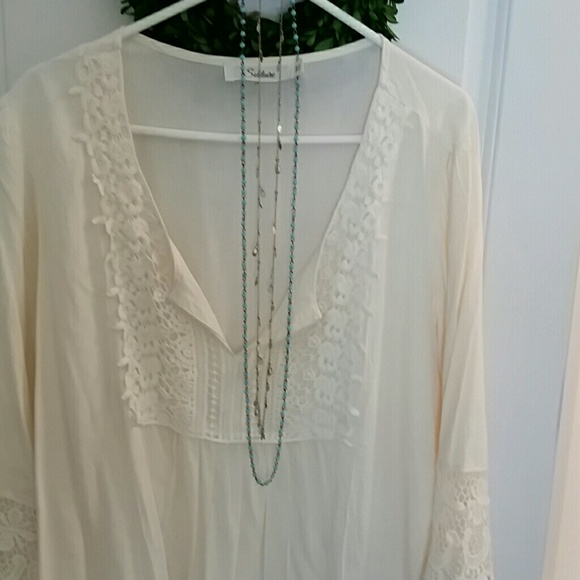 Cream boho plus size blouse