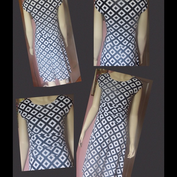 Enfocus Studio Dress - Black/White Diamond Design