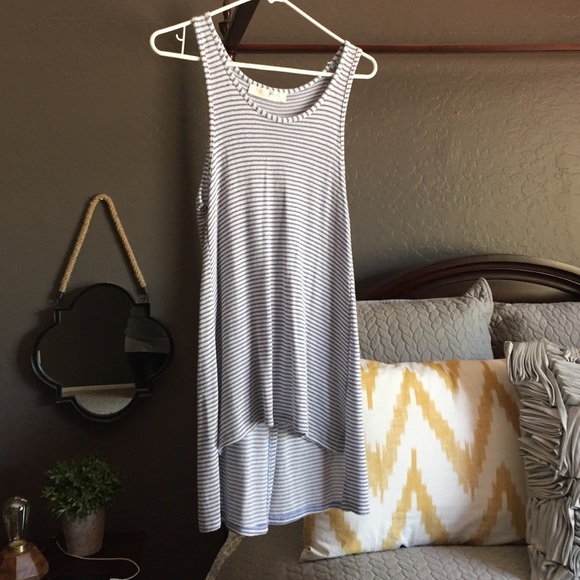 Blue and white knit tank