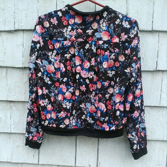 Vibrant Lightweight Floral Bomber Jacket - Picture 3 of 3