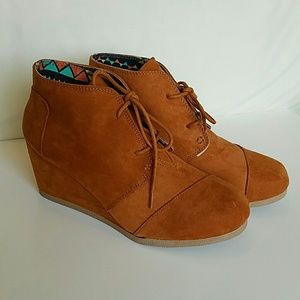 Faux Suede Wedge Booties