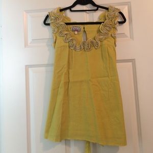 Mustard Top w/ Ruffle Ribbon Trim from Anthro