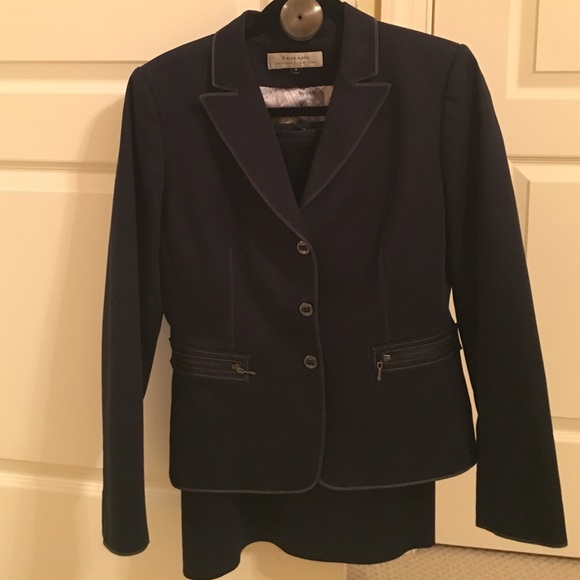 Tahari navy suit.
