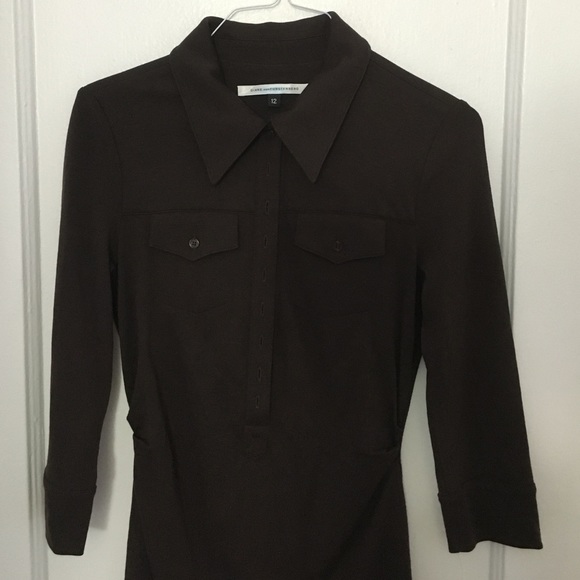 Diane Von Furstenberg brown wool shirt dress