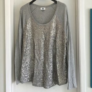 Sequined baseball style shirt