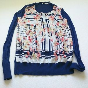 21 Hawthorn Floral Dark Blue Sweater