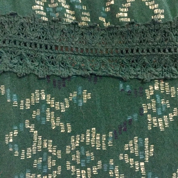 Green Button-Down Shirt, Lace Accents - Picture 4 of 4