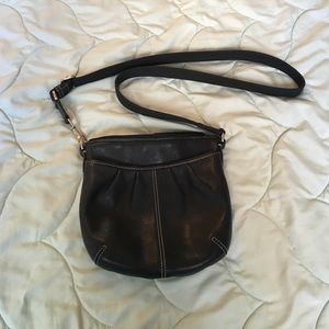 Black Leather Coach Cross Body Bag