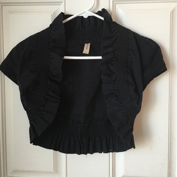 Girls crop black cover top large L vest