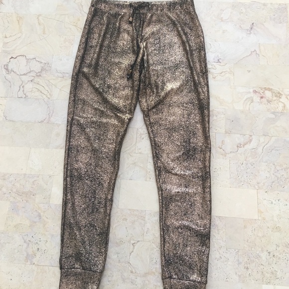 Lf gold shiny jogger pants NEVER WORN SIZE SMALL