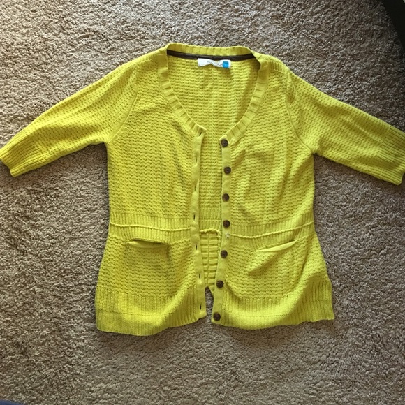 3/4 sleeve yellow cardigan