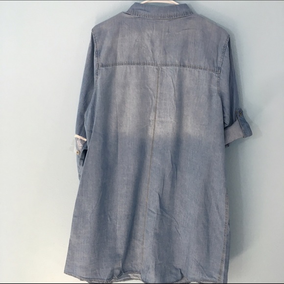 Plus Size Denim Shirtdress Light Wash - Picture 3 of 3