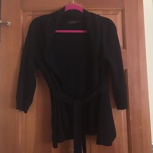 Three quarter sleeve wrap sweater