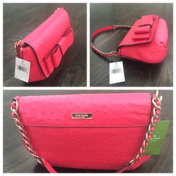 NWT Kate Spade Charm City Ostrich Joleen Pink Bag - Picture 3 of 4