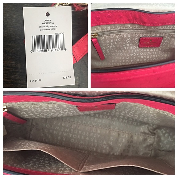 NWT Kate Spade Charm City Ostrich Joleen Pink Bag - Picture 4 of 4