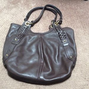 Brown leather tote