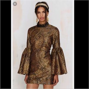 Gold and Black Bell sleeve Nasty Gal Dress