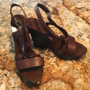 Bally Behrens brown leather wedge sandal