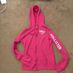 Pink Hollister zip up hoodie