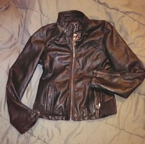 Black faux leather fitted womens riding jacket