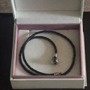 Pandora black leather bracelet