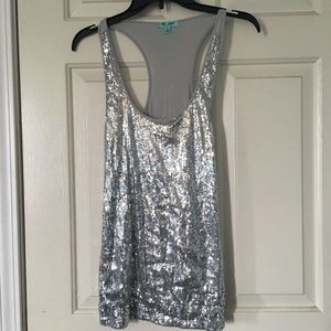 Silver sequin top size medium