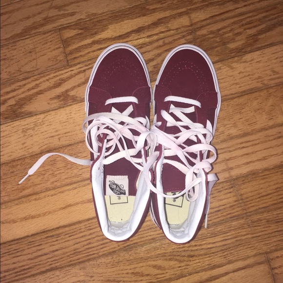 Maroon sk8-hi vans