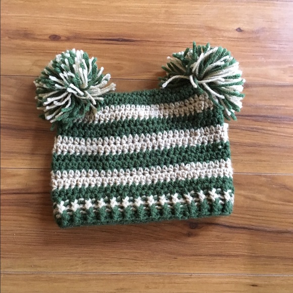 Grey and khaki crochet hat