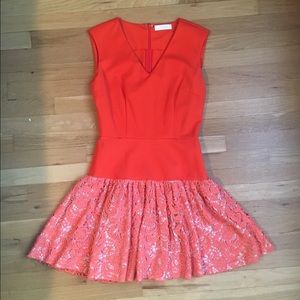 ERIN Erin Fetherston Coral & Lace Drop Waist Dress