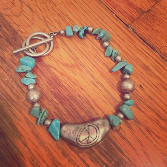 Turquoise Peace Sign Bracelet