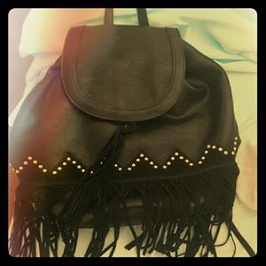 Black leather backpack