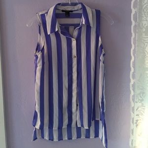 Striped chiffon collared tank
