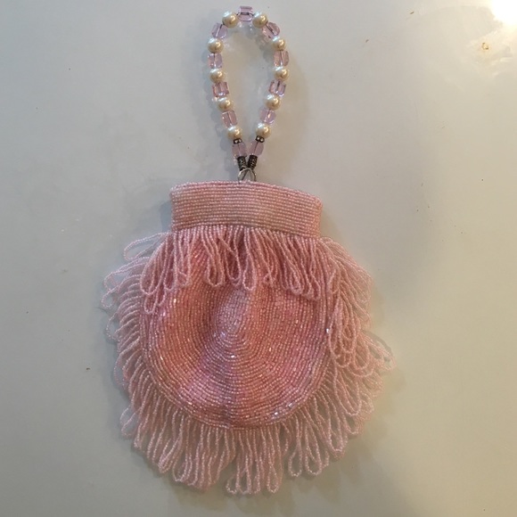 Pink beaded wristlet