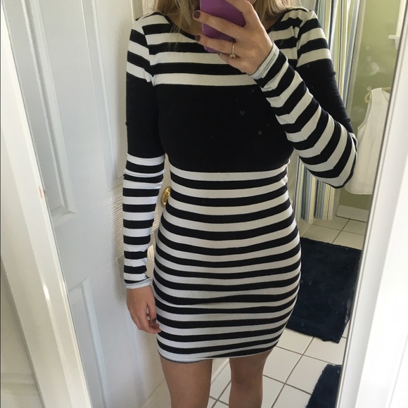 Guess, striped body con dress, tags still on