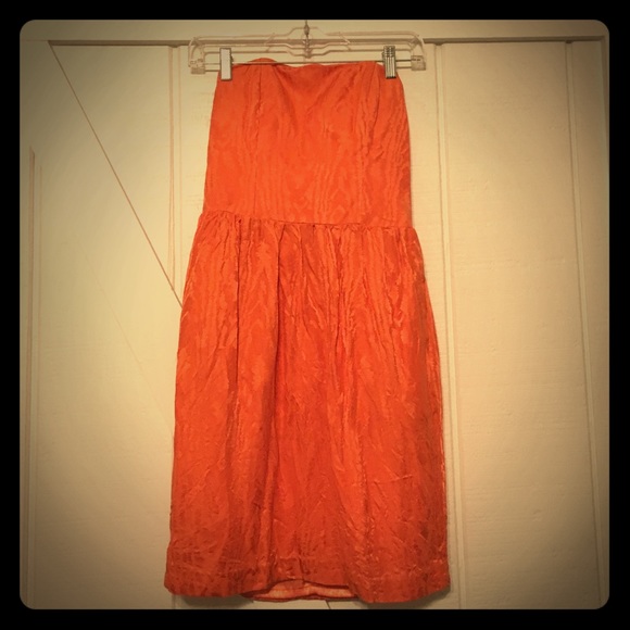 Orange strapless dress