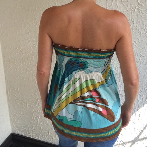 BCBG printed tube top w/ stretch elastic bustline - Picture 2 of 2