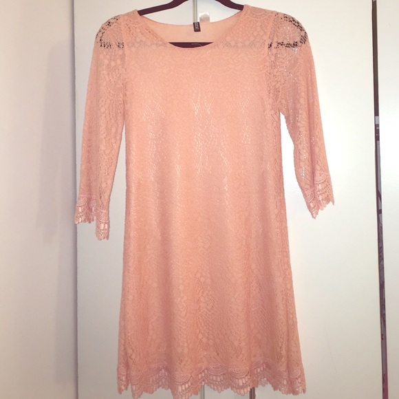 Peach faux lace overlay dress from H&M