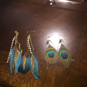 Peacock feather earrings