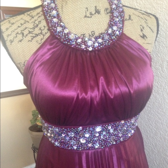 Bejeweled Plum Formal Dress - Picture 2 of 4