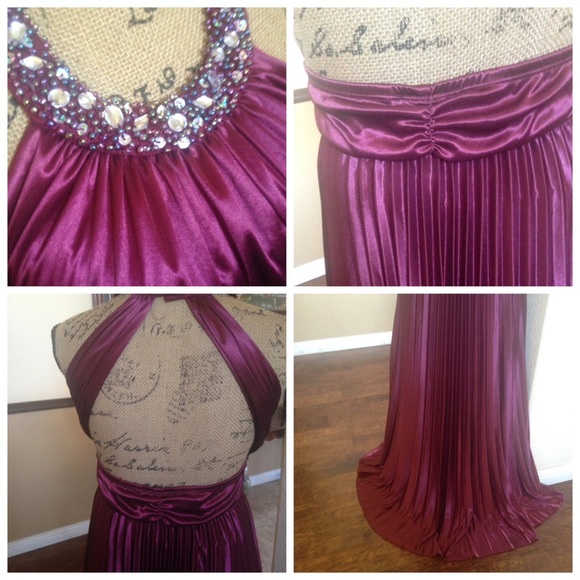 Bejeweled Plum Formal Dress - Picture 3 of 4