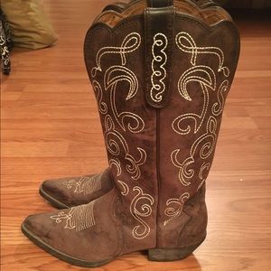 Justin Women Brown Stampede Western Cowboy Boots 9