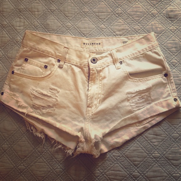 White Mid waist booty shorts