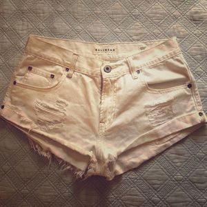 White Mid waist booty shorts