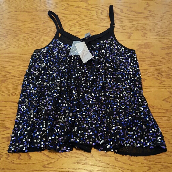 Ludi Women's Sequin Midnight Tank Top Blouse