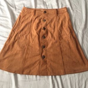 warm brown button up skirt